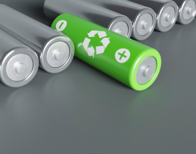 Free photo 3d recycle batteries