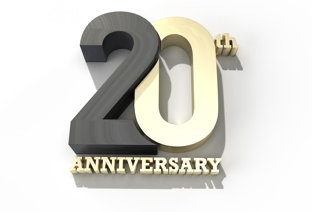 Free photo 3d render 20th years anniversary celebration - pen tool created clipping path included in jpeg easy to composite.