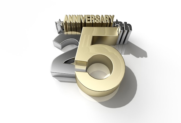 Free photo 3d render 25th years anniversary celebration pen tool created clipping path included in jpeg easy to composite