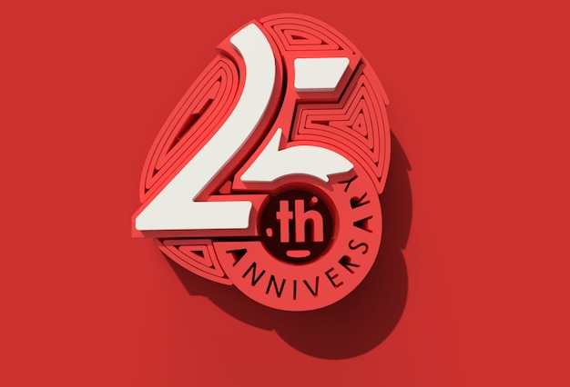 3D Render 25th Years Anniversary Celebration Pen Tool Created Clipping Path Included in JPEG Easy to Composite