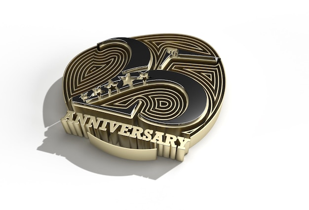 3D Render 25th Years Anniversary Celebration Pen Tool Created Clipping Path Included in JPEG Easy to Composite