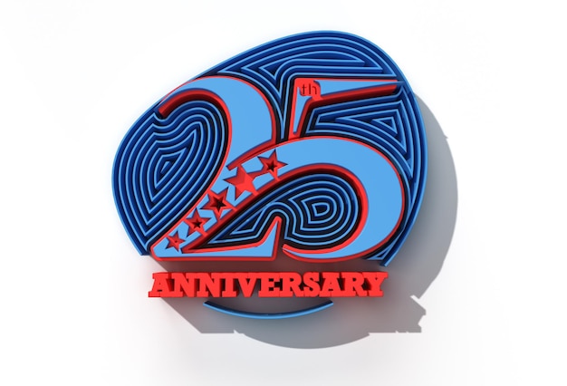 3D Render 25th Years Anniversary Celebration Pen Tool Created Clipping Path Included in JPEG Easy to Composite