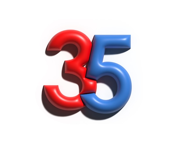 3D Render of a 35 thirty Five number Illustration Design.