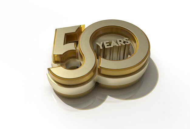 3D Render 50 Years Celebration  Pen Tool Created Clipping Path Included in JPEG Easy to Composite