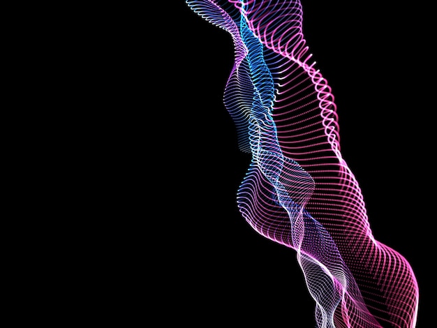 3D render of an abstract background of flowing lines and particles