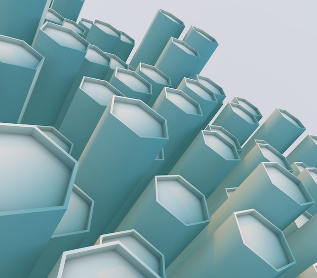 Free Photo 3d render of an abstract background with extruding bevelled hexagons