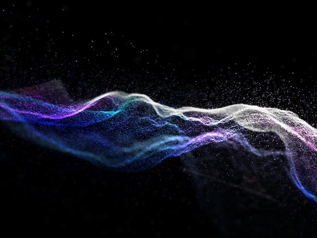 Free Photo 3d render of an abstract background with flowing particle design