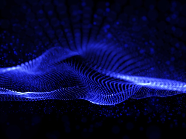 Free photo 3d render of an abstract communications background with flowing cyber particles