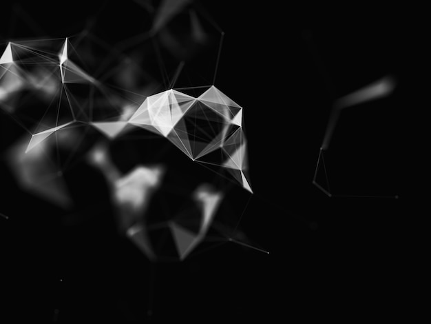 3D render of an abstract communications background with low poly plexus design