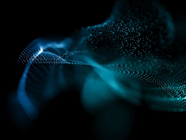 Free Photo 3d render of an abstract cyber particles with shallow depth of field