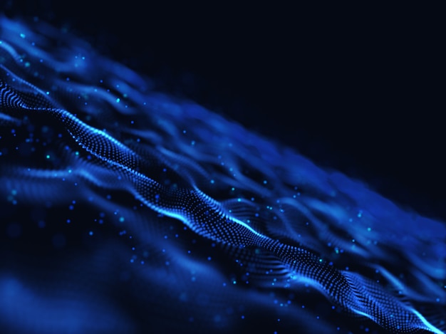 Free Photo 3d render of an abstract digital with modern flowing particles