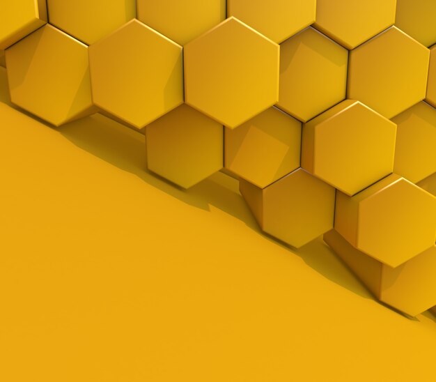 3D render of an abstract modern background with extruding hexagons