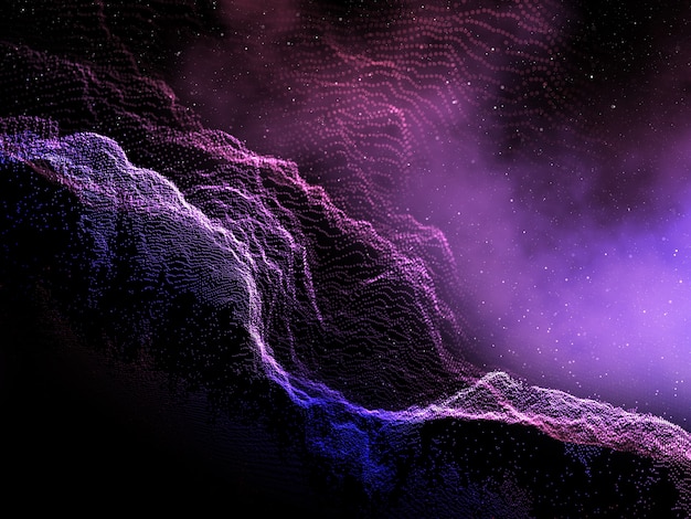 Free Photo 3d render of an abstract particle design on a space nebula background