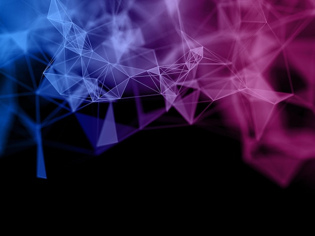 3D render of an abstract polygonal space low poly dark background with connecting dots and lines. Connection structure.