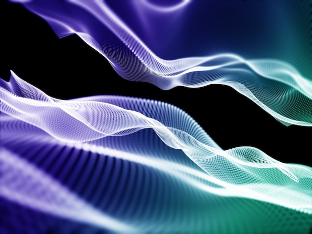 3D render of an abstract with flowing cyber dots