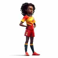 Free photo 3d render of an african american female soccer player on white background