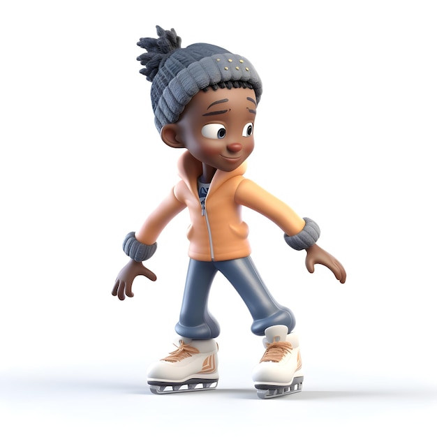 Free photo 3d render of an africanamerican boy on roller skates