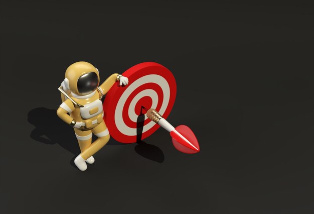 3d Render Astronaut with Target 3d illustration Design.