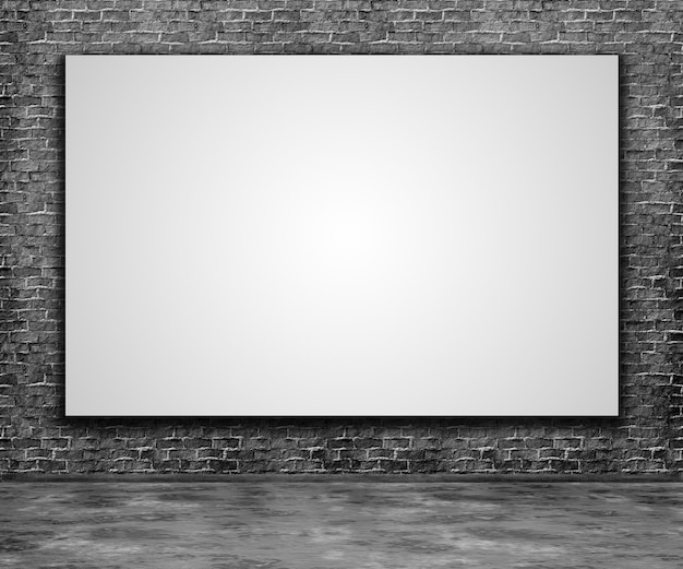 Free photo 3d render of a blank canvas on a brick wall