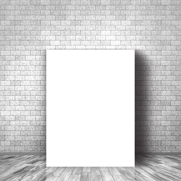 Free Photo 3d render of a blank canvas leaning against a brick wall