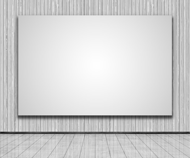 Free photo 3d render of a blank canvas on a wooden wall