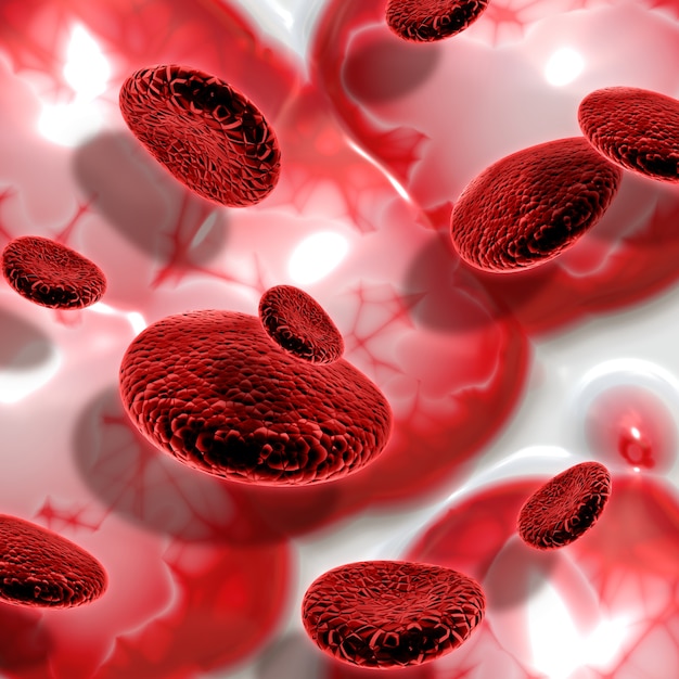 Free photo 3d render of blood cells on abstract background