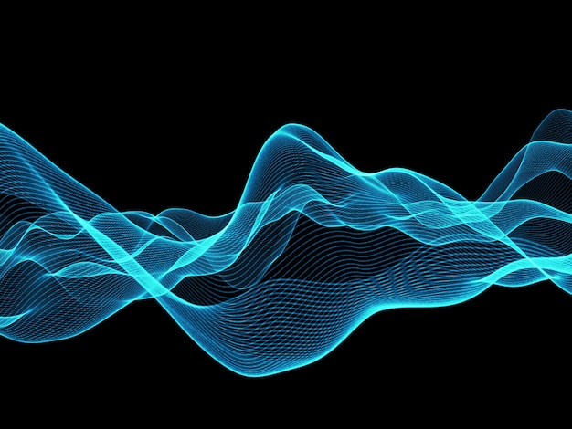 Free photo 3d render of a blue flowing abstract lines background