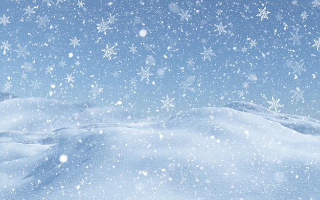 Free photo 3d render of a christmas background with falling snow