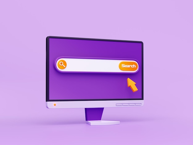 Free Photo 3d render computer search bar pointer on desktop