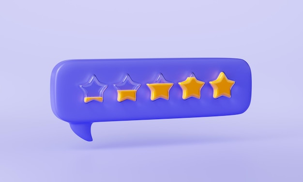 Free photo 3d render customer feedback stars in speech bubble