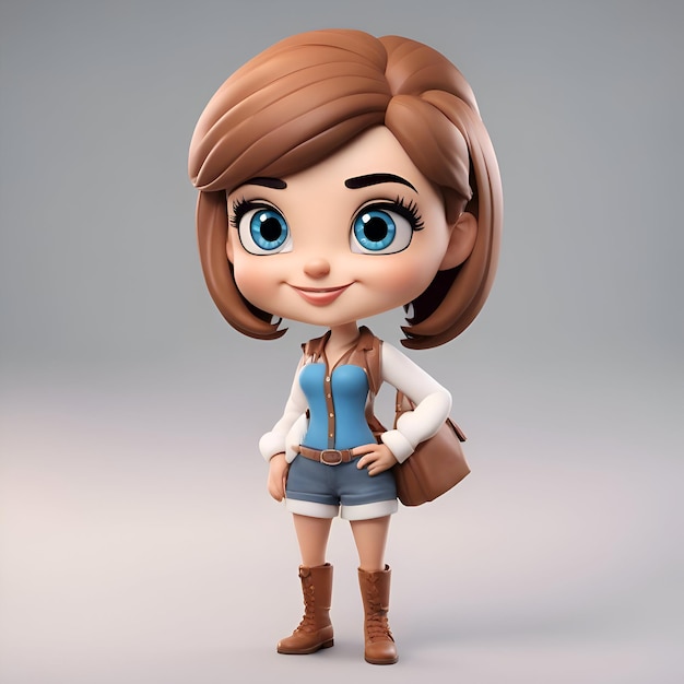 Free Photo 3d render of cute girl with clipping path inside