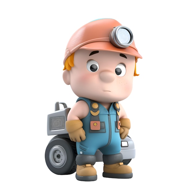 Free Photo 3d render of a cute plumber with a toolbox