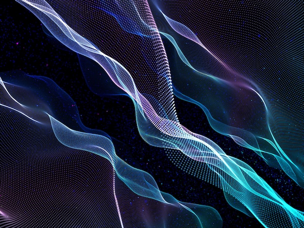 Free photo 3d render of a cyber technology with flowing particles