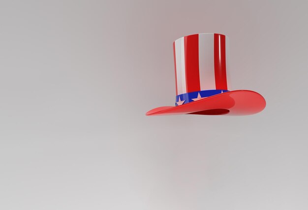 3D Render Cylinder hat icon 3d style 4th July Concept Design