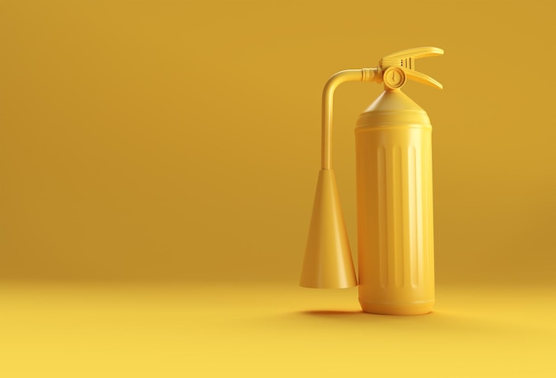 3D Render Fire Extinguisher Pastel Color Background