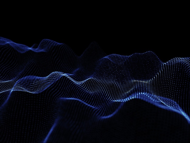 Free Photo 3d render of flowing particles - modern techno design