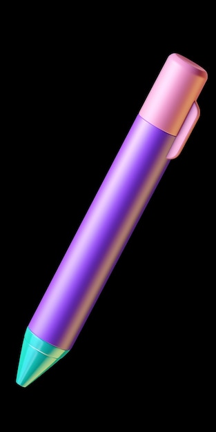 Free photo 3d render of fountain pen in neon colors