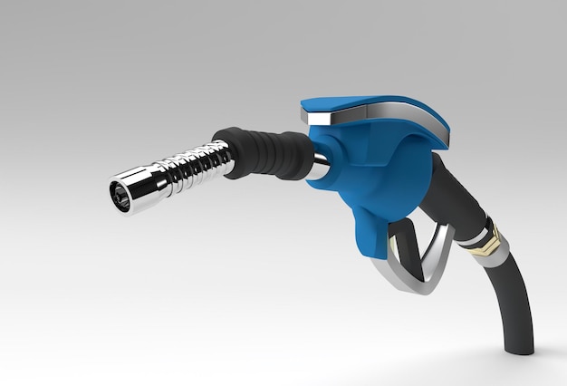 Free photo 3d render fuel pump nozzle isolated on color background.