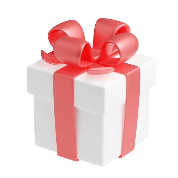 3D render gift box with ribbon present package