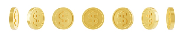 Free Photo 3d render gold coin rotate animation sprite sheet