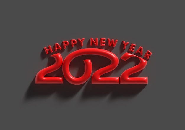 3D Render Happy New Year 2022 Text Typography Design illustration.