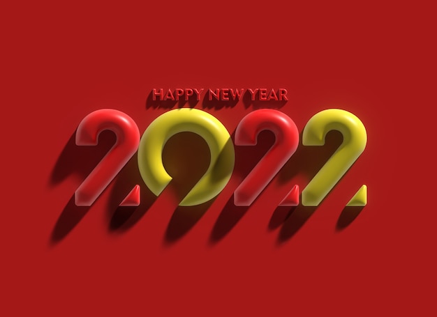 Free Photo 3d render happy new year 2022 text typography design illustration.