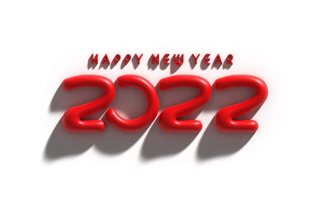 Free Photo 3d render happy new year 2022 text typography design illustration.