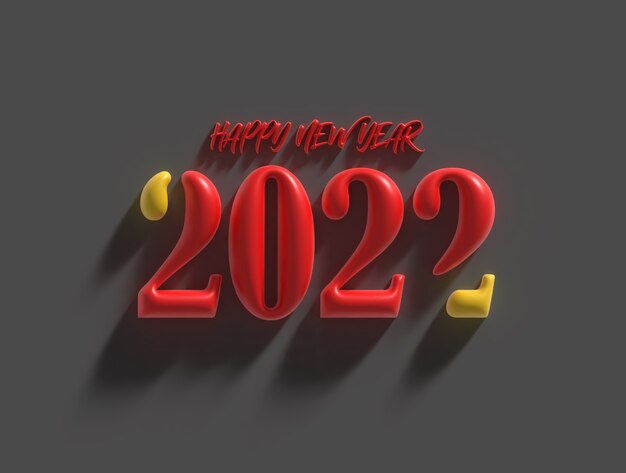 3D Render Happy New Year 2022 Text Typography Design illustration.