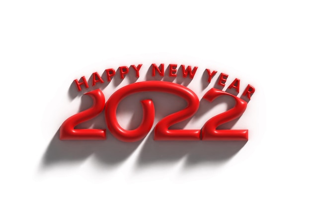 Free photo 3d render happy new year 2022 text typography design illustration.