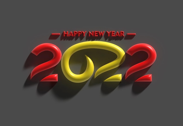 Free photo 3d render happy new year 2022 text typography design illustration.