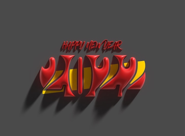 3D Render Happy New Year 2022 Text Typography Design illustration.