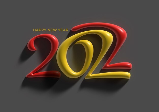 3D Render Happy New Year 2022 Text Typography Design illustration.