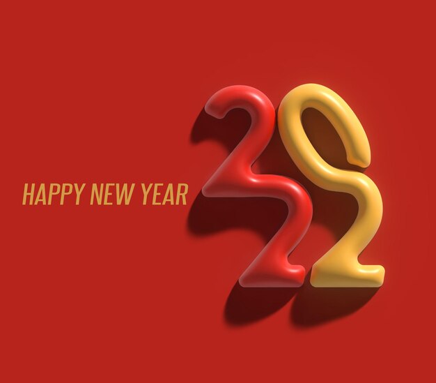 3D Render Happy New Year 2022 Text Typography Design.