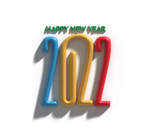 Free photo 3d render happy new year 2022 text typography design.